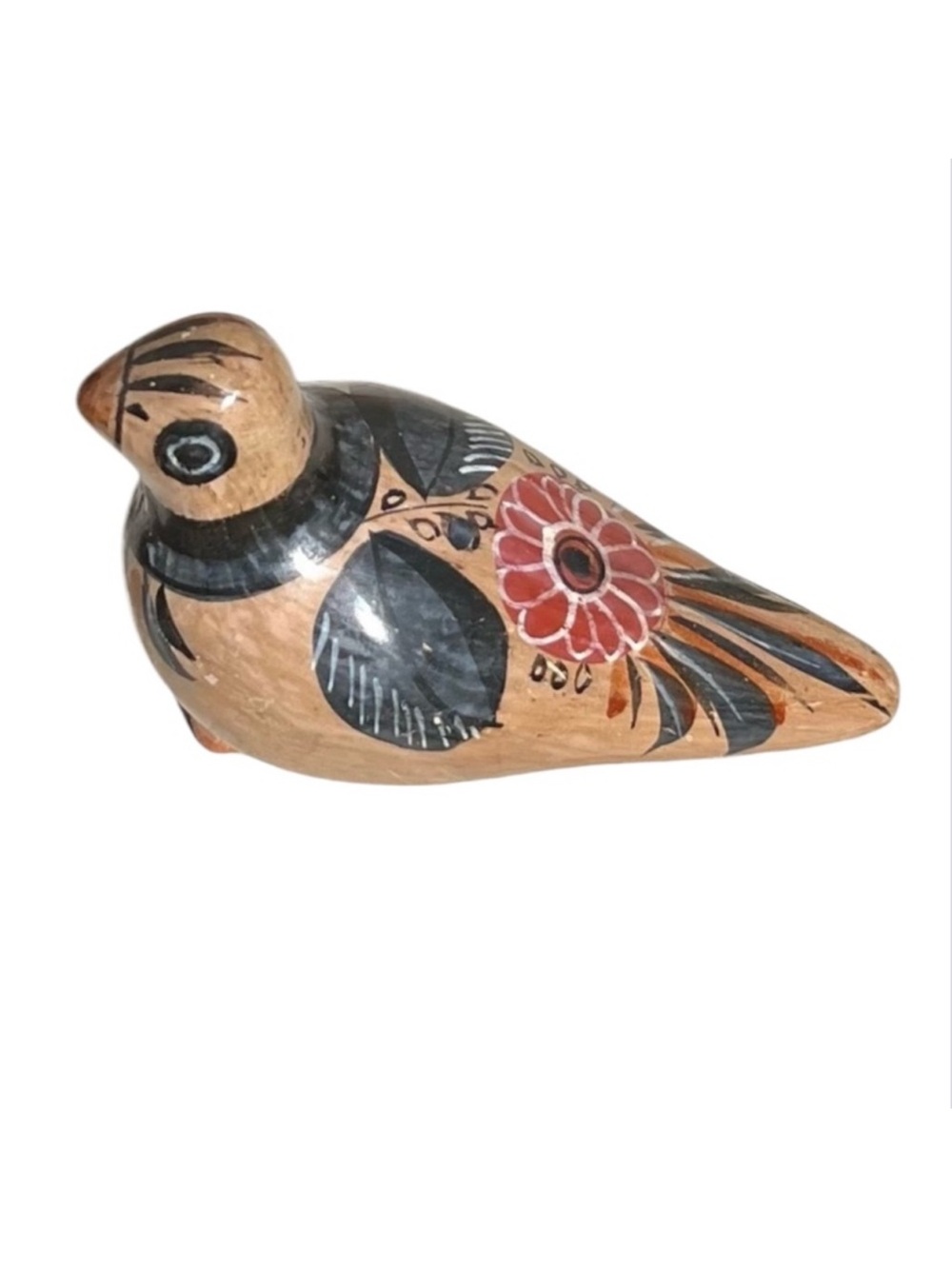 Vintage Tonala Dove Hand Painted Mexican Pottery Folk Art Bird Figurine